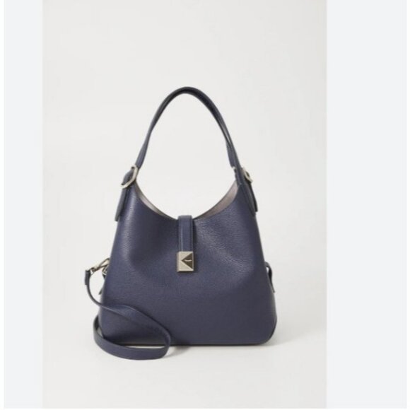 KATE SPADE NY Deco pebbled leather small tote crossbody bag - Parisian Navy - Picture 14 of 16